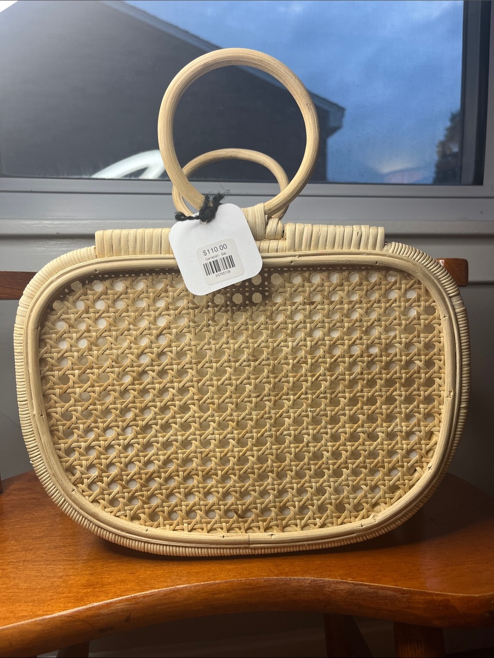 NWT Ganapati Crafts Co Bali Rattan Ata Grass Handwoven Natural Woven Purse